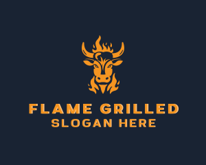 Beef Barbecue Flame logo design