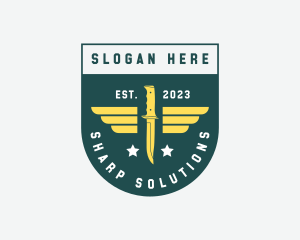 Wing Knife Shield Weapon logo design