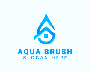 Blue House Water Droplet logo design