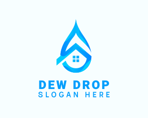 Blue House Water Droplet logo design