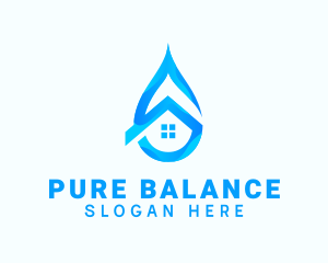 Blue House Water Droplet logo