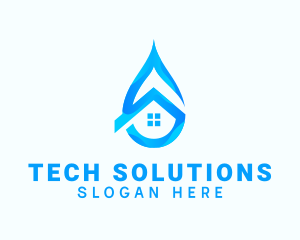 Blue House Water Droplet logo