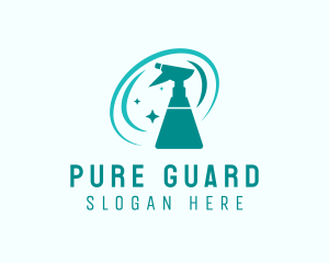 Disinfectant Spray Bottle Cleaner logo design