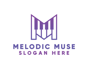 Purple Letter M Pianist logo design