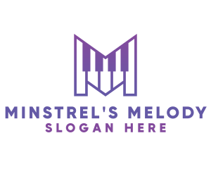 Purple Letter M Pianist logo design