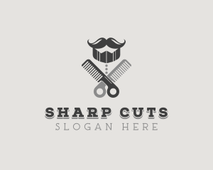 Mustache Barber Hairdresser logo design