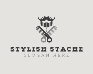 Mustache Barber Hairdresser logo design