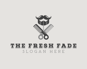 Mustache Barber Hairdresser logo design