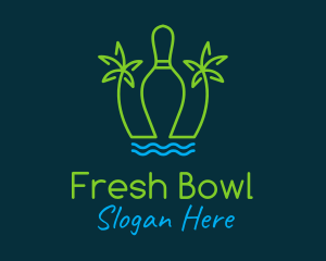 Neon Tropical Bowling logo design