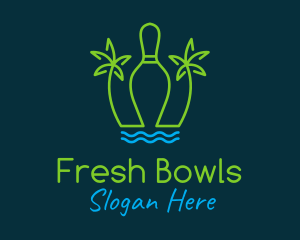 Neon Tropical Bowling logo design