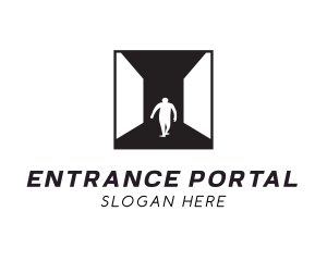  Room Hallway Walking Person logo design