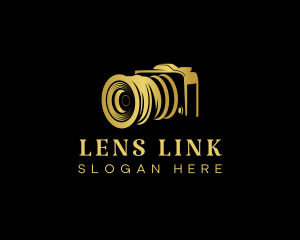 Golden Camera Lens logo design