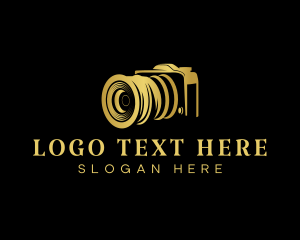 Lens - Golden Camera Lens logo design