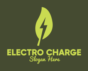 Leaf Lightning Bolt logo design