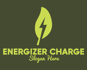 Leaf Lightning Bolt logo design