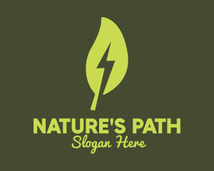 Leaf Lightning Bolt logo design