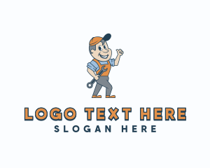 Cartoon Mechanic Wrench logo