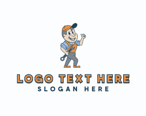 Cartoon Mechanic Wrench Logo