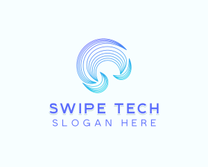 Abstract Tech Waves logo design