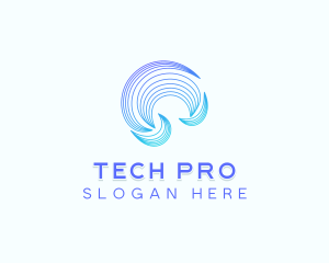 Abstract Tech Waves logo design