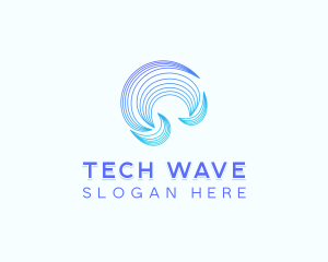 Abstract Tech Waves logo design