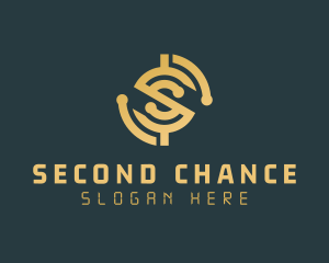 Gold Cryptocurrency Letter S logo design