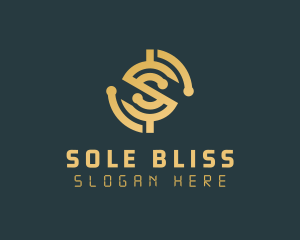 Gold Cryptocurrency Letter S logo design