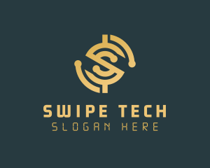 Gold Cryptocurrency Letter S logo design