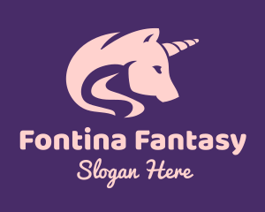 Pink Unicorn Horse logo design