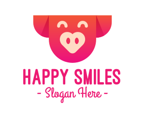 Happy Pig Love Heart logo design