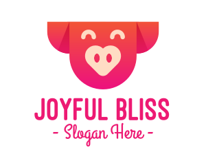 Happy Pig Love Heart logo design