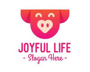 Happy Pig Love Heart logo design