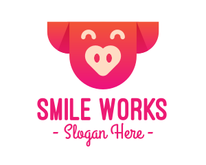 Happy Pig Love Heart logo design