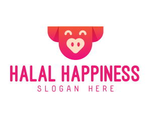 Happy Pig Love Heart logo design