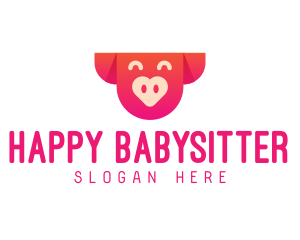 Happy Pig Love Heart logo design