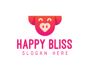 Happy Pig Love Heart logo design