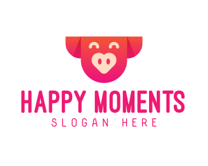 Happy Pig Love Heart logo design