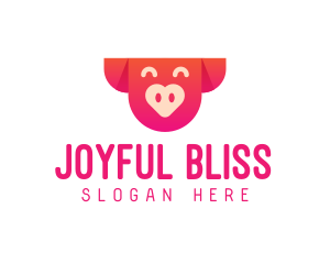 Happy Pig Love Heart logo design