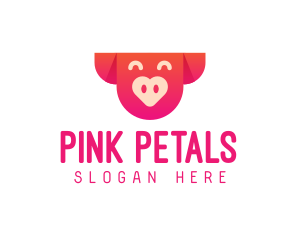 Happy Pig Love Heart logo design