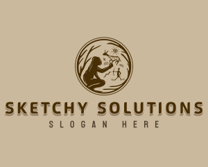 Primitive Drawing Caveman logo