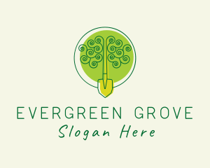 Garden Shovel Tree  logo design