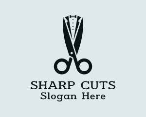 Tuxedo Suit Scissors Tailor logo design