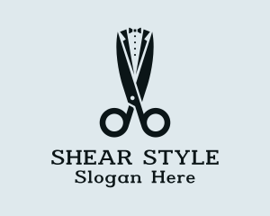 Tuxedo Suit Scissors Tailor logo design