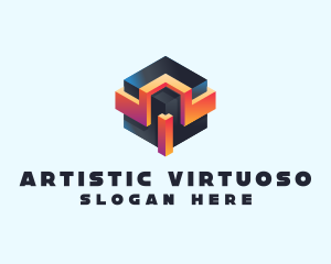 3D Futuristic Technology Cube logo design