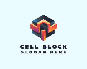 3D Futuristic Technology Cube logo design