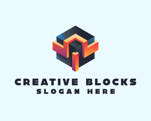 3D Futuristic Technology Cube logo design