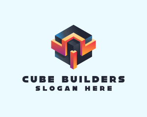 3D Futuristic Technology Cube logo