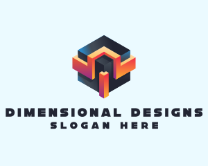 3D Futuristic Technology Cube logo design