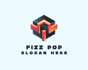 3D Futuristic Technology Cube logo design