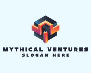 3D Futuristic Technology Cube logo design